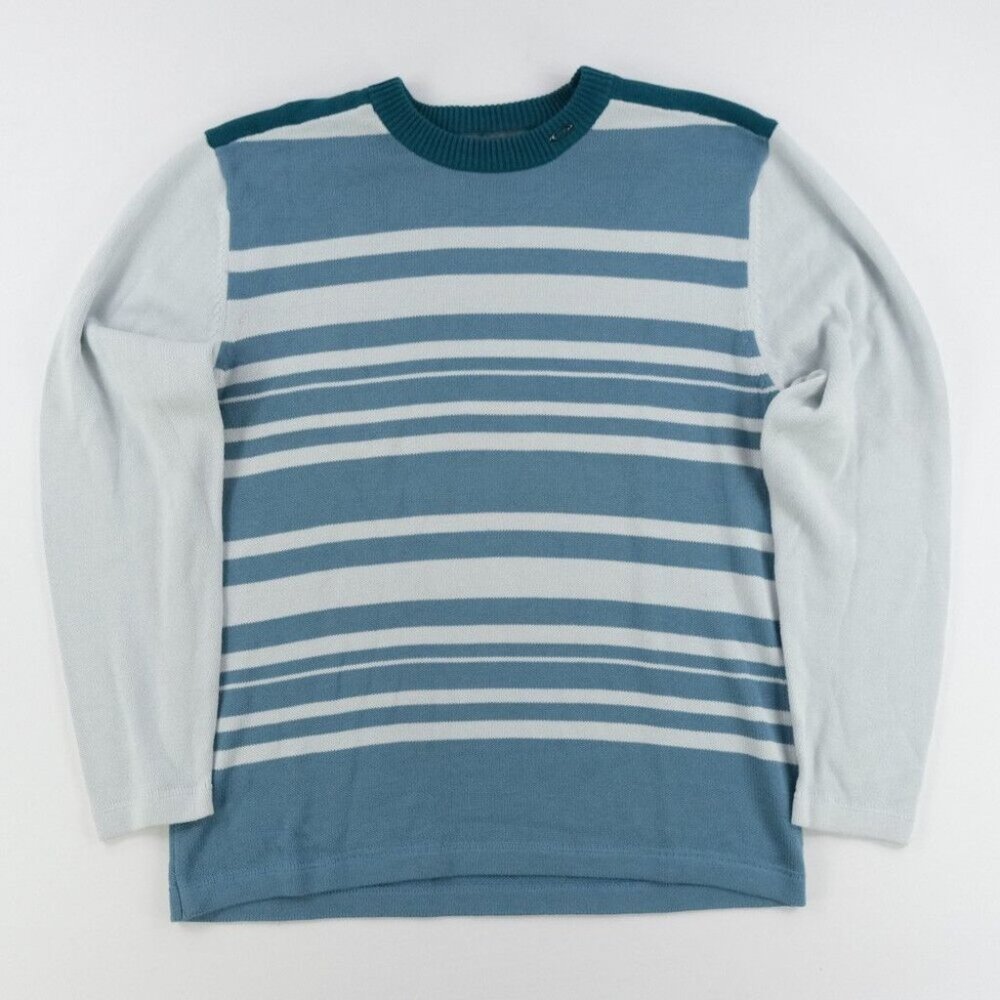Oakley Sweater Mens XL Blue Striped Long Sleeve Cotton Acrylic Golfing Sweater